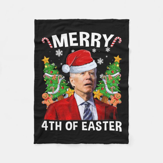 Funny Joe Biden jultomten Hat Merry 4th of E Fleecefilt (Framsidan)