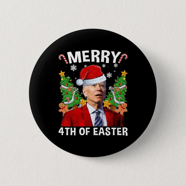 Funny Joe Biden jultomten Hat Merry 4th of E Knapp (Framsida)