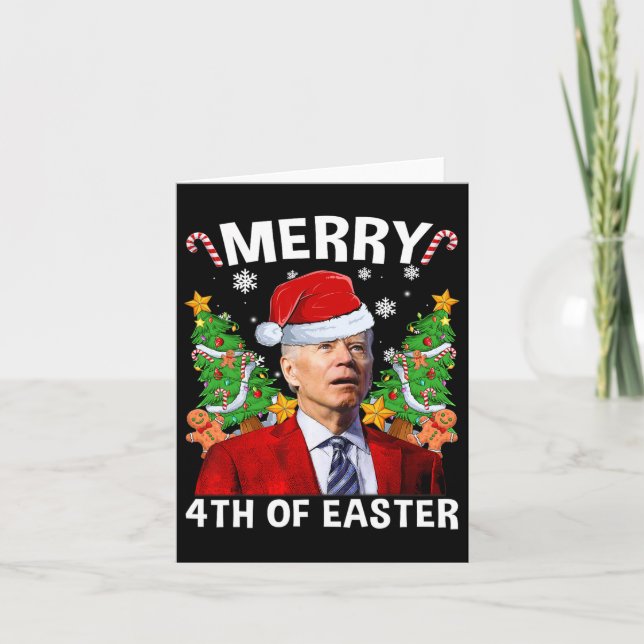 Funny Joe Biden jultomten Hat Merry 4th of E Kort (Framsida)