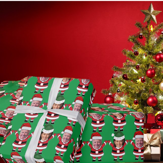 Funny Joe Biden Kamala Harris Santa Anpassningsbar Presentpapper (Skapare uppladdad)
