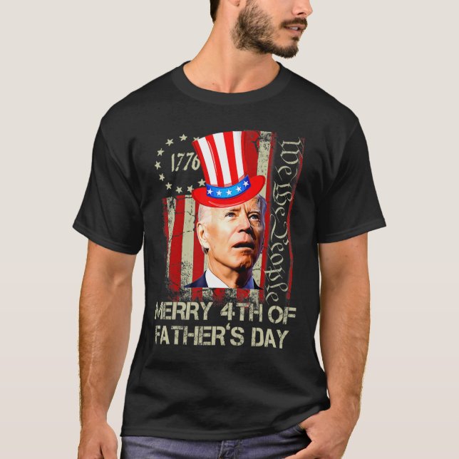 Funny Joe Biden Lycklig 4:e Fars dag-sjöfarten 4 T Shirt (Framsida)