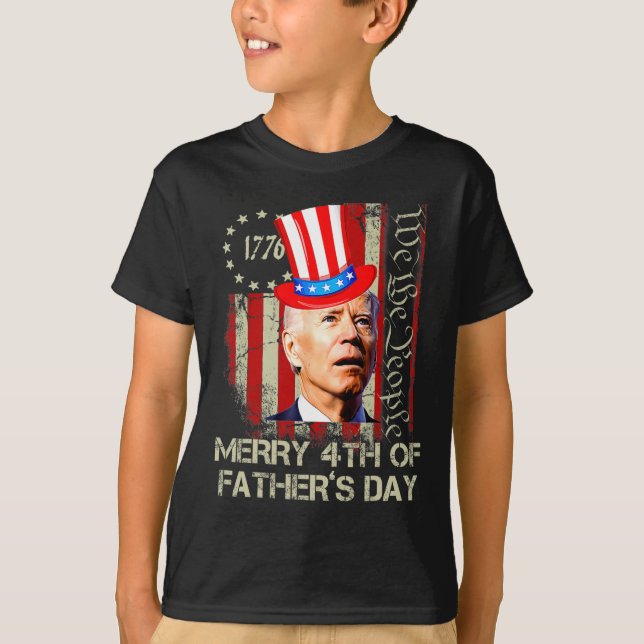 Funny Joe Biden Lycklig 4:e Fars dag-sjöfarten 4 T Shirt (Framsida)