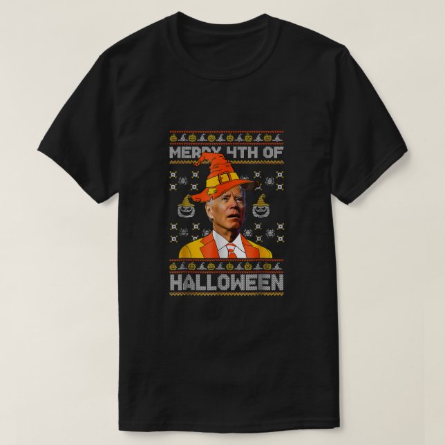 Funny Joe Biden Merry 4th of Halloween Costume Sca T Shirt (Design framsida)