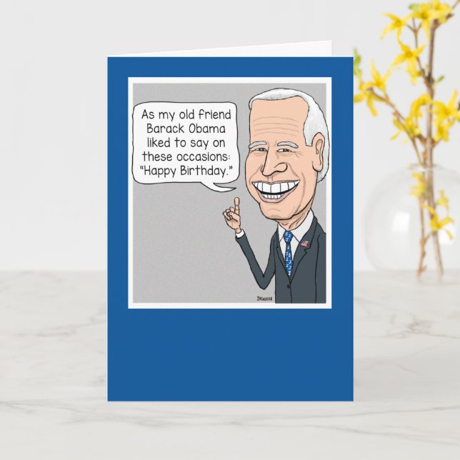 Funny Joe Biden och hans vän Obama Birthday Kort (Gul blomma)