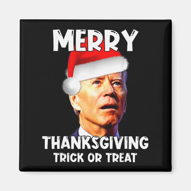 Funny Joe Biden Santa Hat Merry Thanksgiving Chris Magnet (Framsidan)