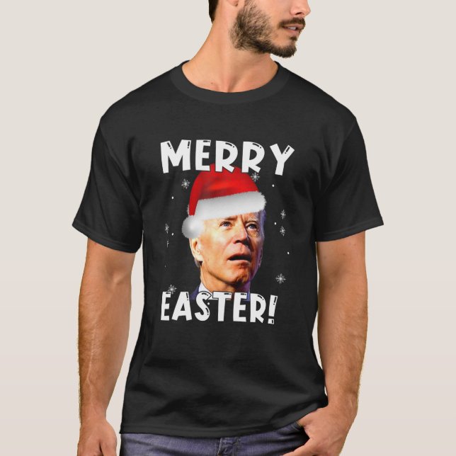 Funny Joe Biden Santa Merry Påsk Bus eller godis T Shirt (Framsida)