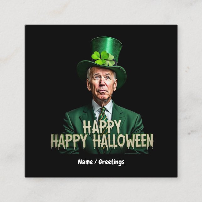 Funny Joe Biden St. Patrick-dagen förväxlades Fyrkantigt Visitkort (Framsida)