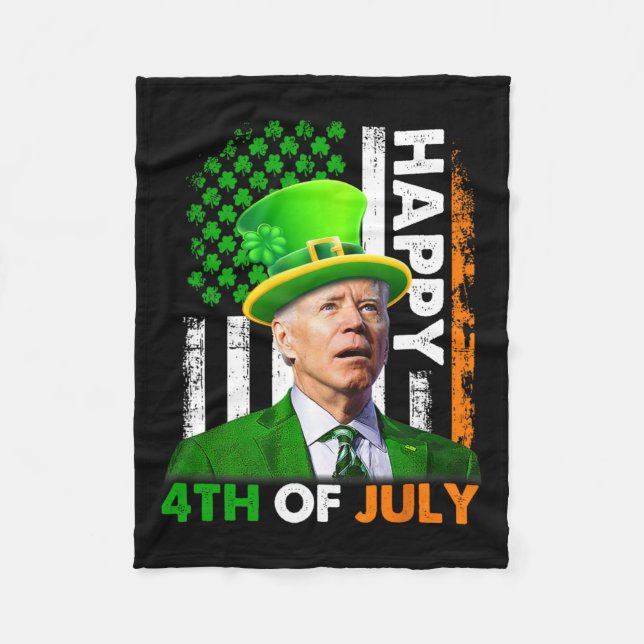 Funny Joe Biden St patricks day Lycklig 4 juli Fleecefilt (Framsidan)