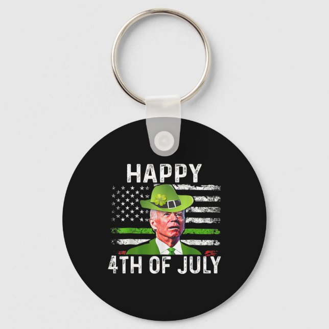 Funny Joe Biden St patricks day Lycklig 4 juli Nyckelring (Framsida)