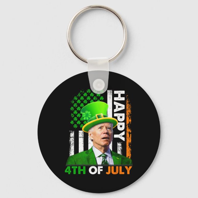 Funny Joe Biden St patricks day Lycklig 4 juli Nyckelring (Framsida)