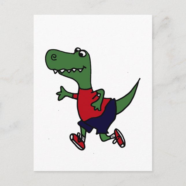 Funny Jogger Trex Dinosaur Vykort (Framsida)