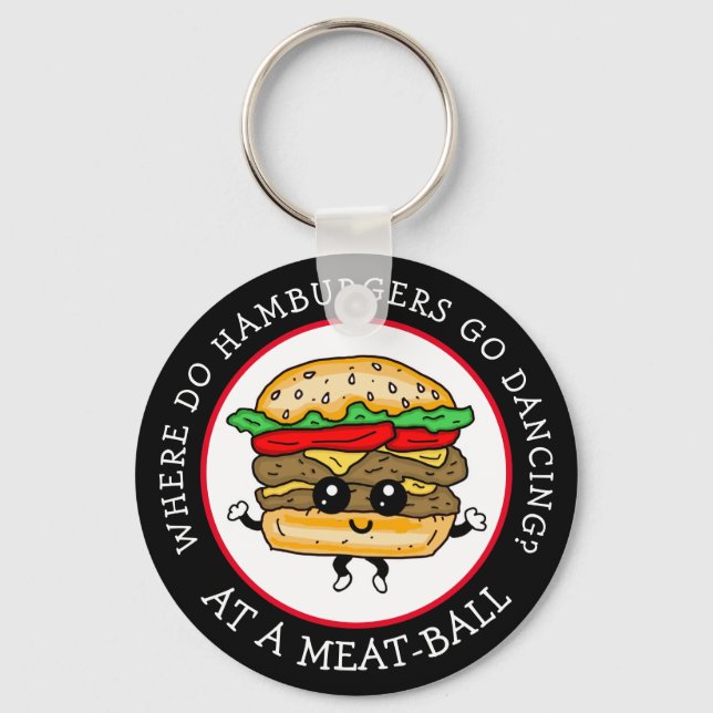 Funny Joke, Humor Funny Hamburger Pun Keychain Nyckelring (Framsida)