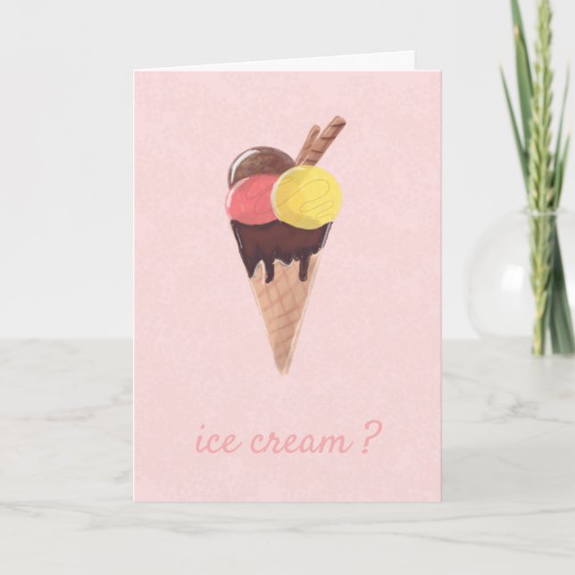 Funny Joke Ice Cream-inbjudan Hej Dating Rosa Kort (Framsida)