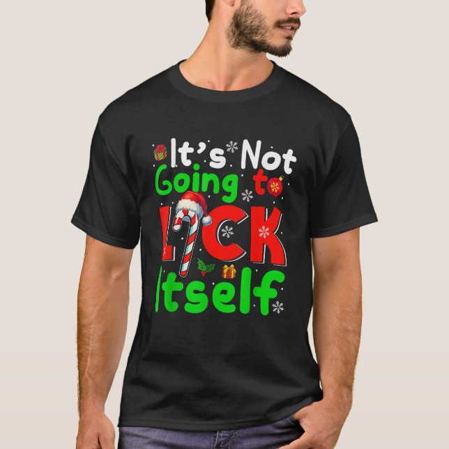 Funny Joke Not Lick Itself Sarcastic Xmas Santa Ca T Shirt (Framsida)