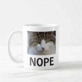 Funny Joke Olycklig Cat Nope Kaffemugg