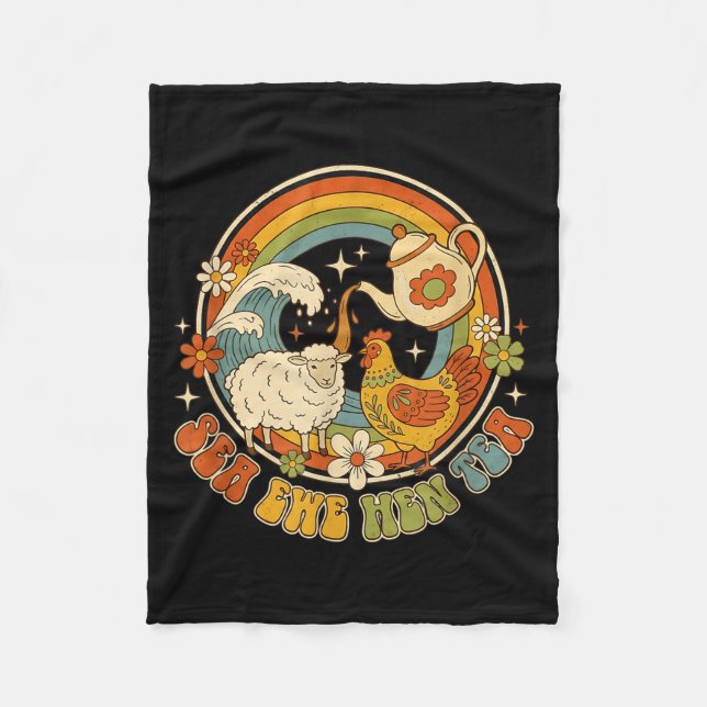 Funny Joke Quote Saying Humor Sea Ewe Hen Tea Men  Fleecefilt (Framsidan)