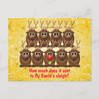Funny Joke Sleigh Santa's Reindeer jul Julafton Helg Vykort
