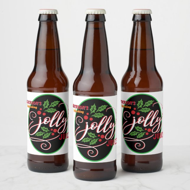 Funny Jolly Juice jul Cheer Beer Flaska Ölflaska Etikett (Flaskor)