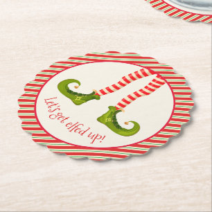 Funny Jolly jul Elf Ben Helgdag Scalloped Underlägg Papper