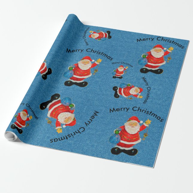 Funny Jolly Jultomten Pappa jul Blue Presentpapper (Utrullad)