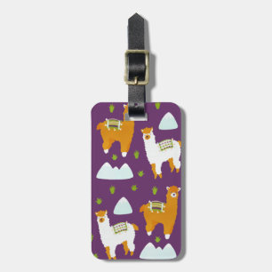 Funny Joy Mountain Winter Helgdag Alpaca Llamas Bagagebricka