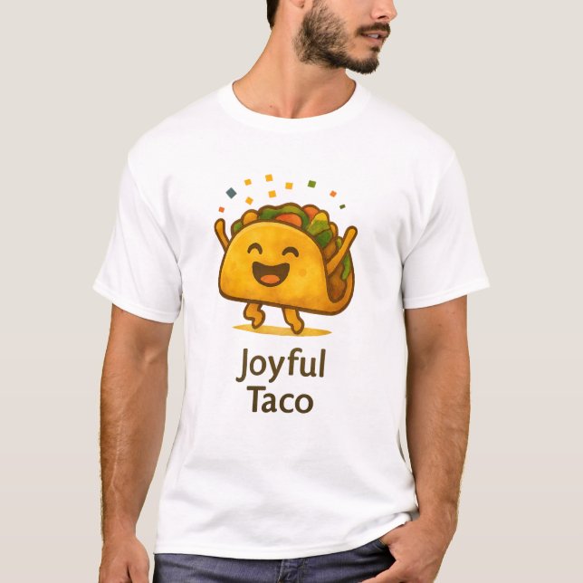 Funny Joyful Taco T-Shirt | Cute Foodie Fiesta Tee (Framsida)