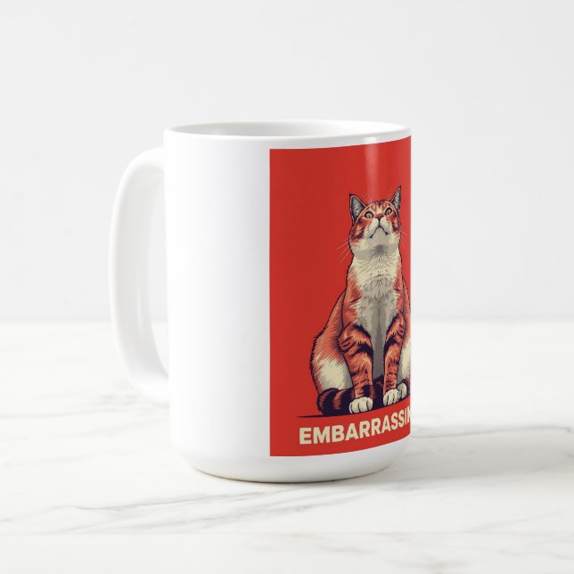 Funny Judging Cat Embarrassing Retro Poster Art Kaffemugg (Framsida vänster)