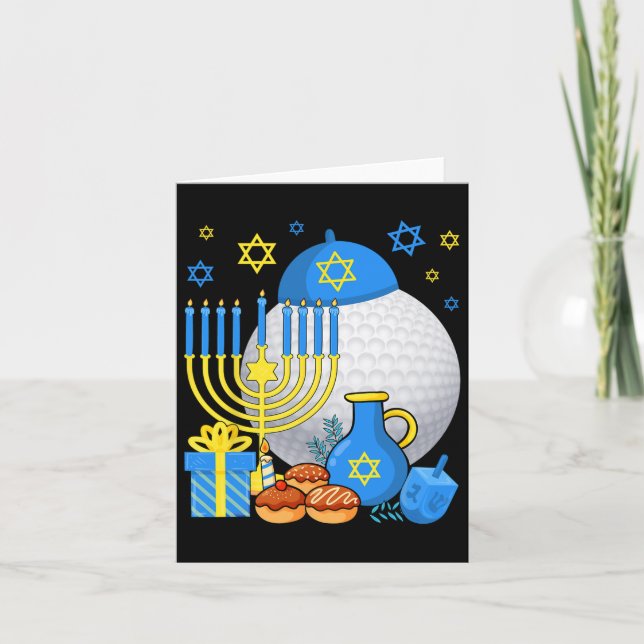 Funny judisk Golf Boll Menorah Lycklig Hanukkah Ch Kort (Framsida)