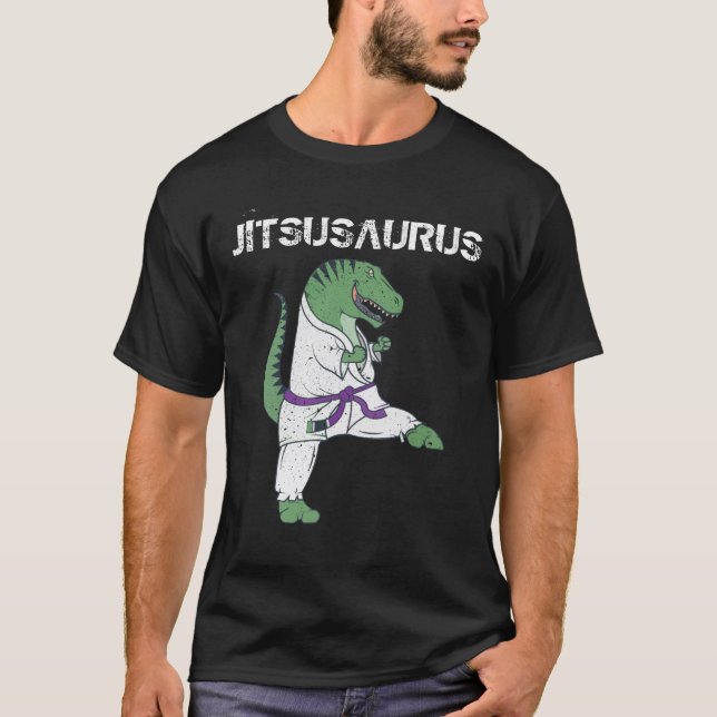  Funny Jujitsu-T-Rex Jiu Jitsu Black Bälte-gåvor T Shirt (Framsida)