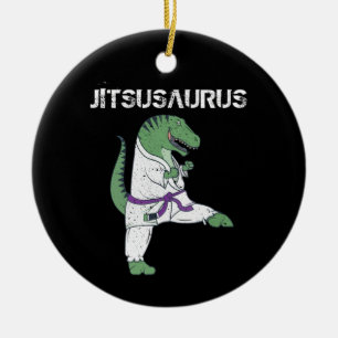 Funny Jujitsu, T-Rex Jiu Jitsu Black Bälte-present Julgransprydnad Keramik