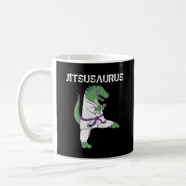 Funny Jujitsu, T-Rex Jiu Jitsu Black Bälte-present Kaffemugg (Vänster)