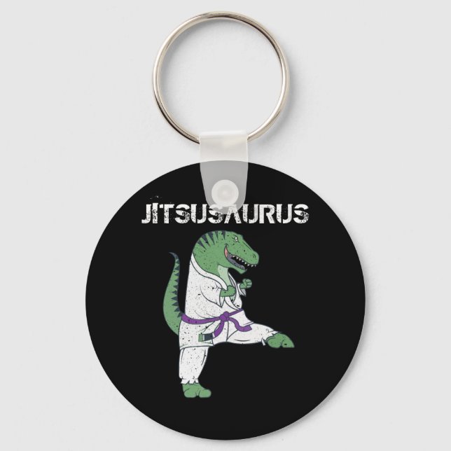 Funny Jujitsu, T-Rex Jiu Jitsu Black Bälte-present Nyckelring (Framsida)