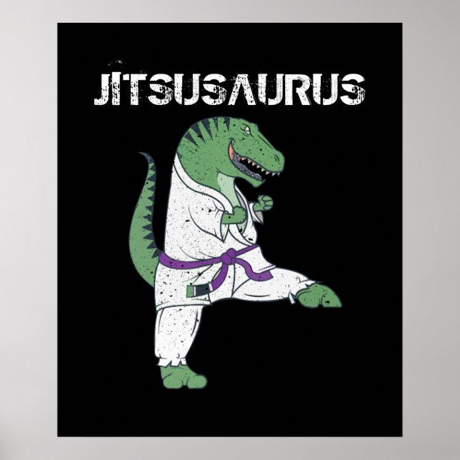 Funny Jujitsu, T-Rex Jiu Jitsu Black Bälte-present Poster (Framsidan)