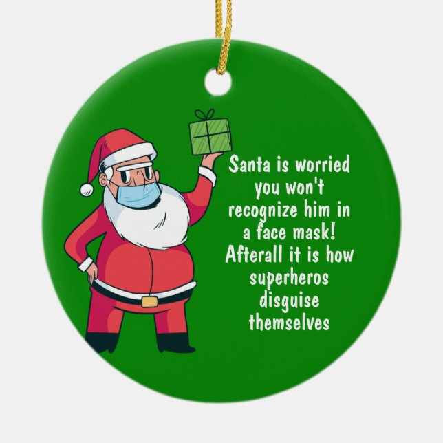 FUNNY Jul 2020 Ornament Santa in Facemask (Framsidan)