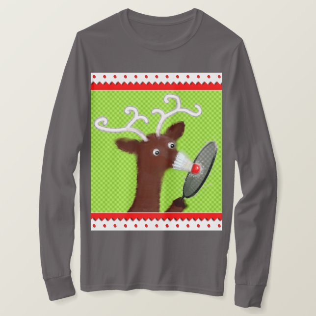 Funny jul Badminton T Shirt (Design framsida)