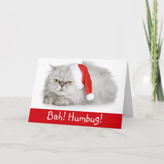 Funny jul Bah Humbug Cat Helgkort (Framsida)