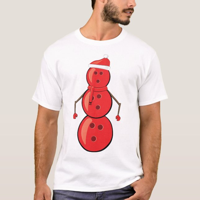 Funny jul Bowling Balls Snögubbe T Shirt (Framsida)