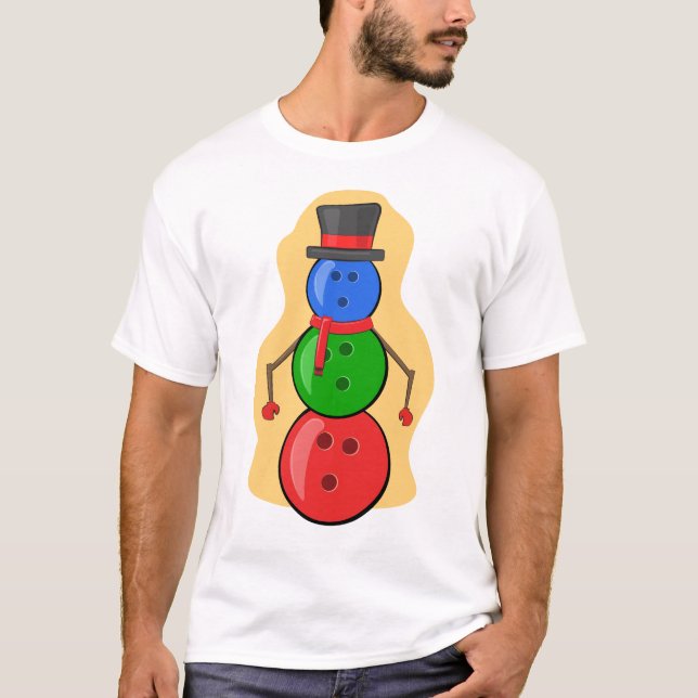 Funny jul Bowling Snögubbe T Shirt (Framsida)
