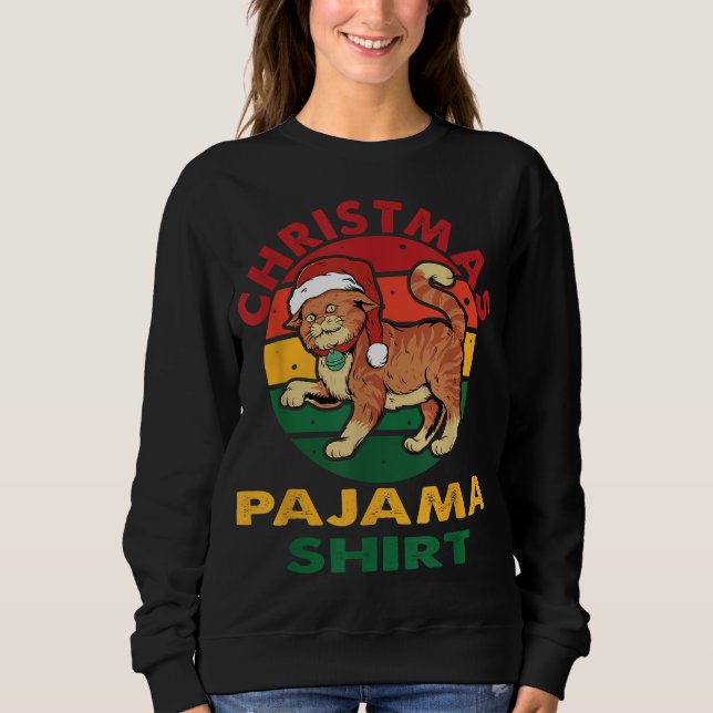Funny jul Cat Pajama Julafton T Shirt (Framsida)