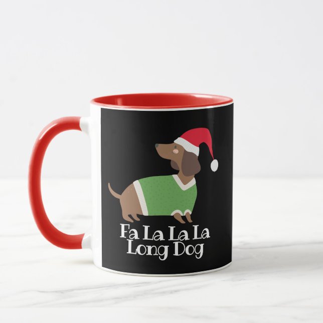 Funny jul Dachshund Mugg (Vänster)