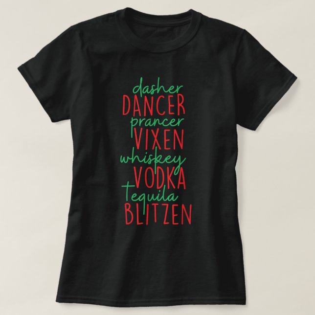 Funny jul Dasher Prancer Vixen Whiske T Shirt (Design framsida)