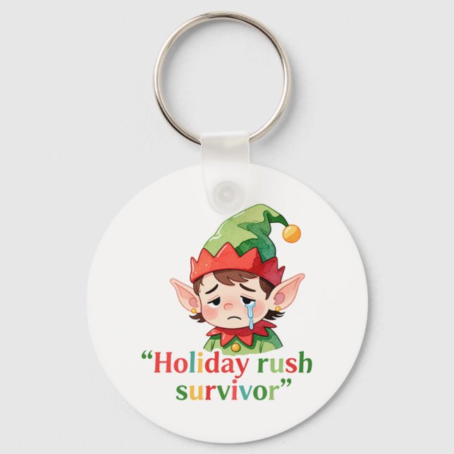 Funny jul Elf Helgdag Rush Survivor Sarcasm Nyckelring (Framsida)
