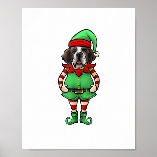 Funny jul Elf St Bernard Hund Saint Bernard Poster (Framsidan)