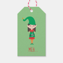 Funny jul Girl Elf Presentetikett