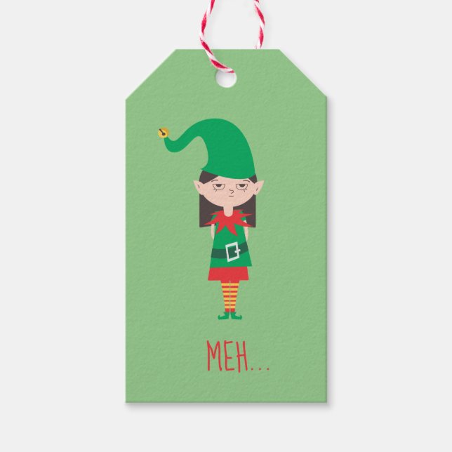 Funny jul Girl Elf Presentetikett (Framsidan)