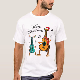 Funny jul Hat Santa Ukulele Gift T Shirt