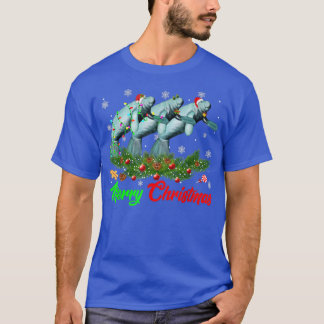 Funny jul Pajama Manatee Hat Santa Julafton Ligh T Shirt