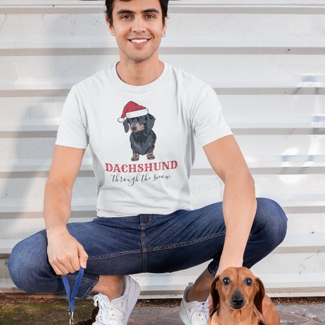 Funny jul Pet | Dachshund genom Snö T Shirt (Skapare uppladdad)