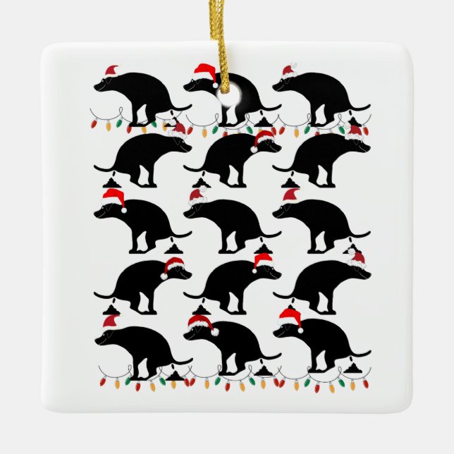 Funny jul Pooping Hund Julgransprydnad Keramik (Framsida)