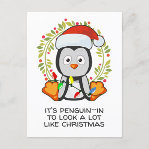 Funny jul Sång Pun Penguin Helg Vykort